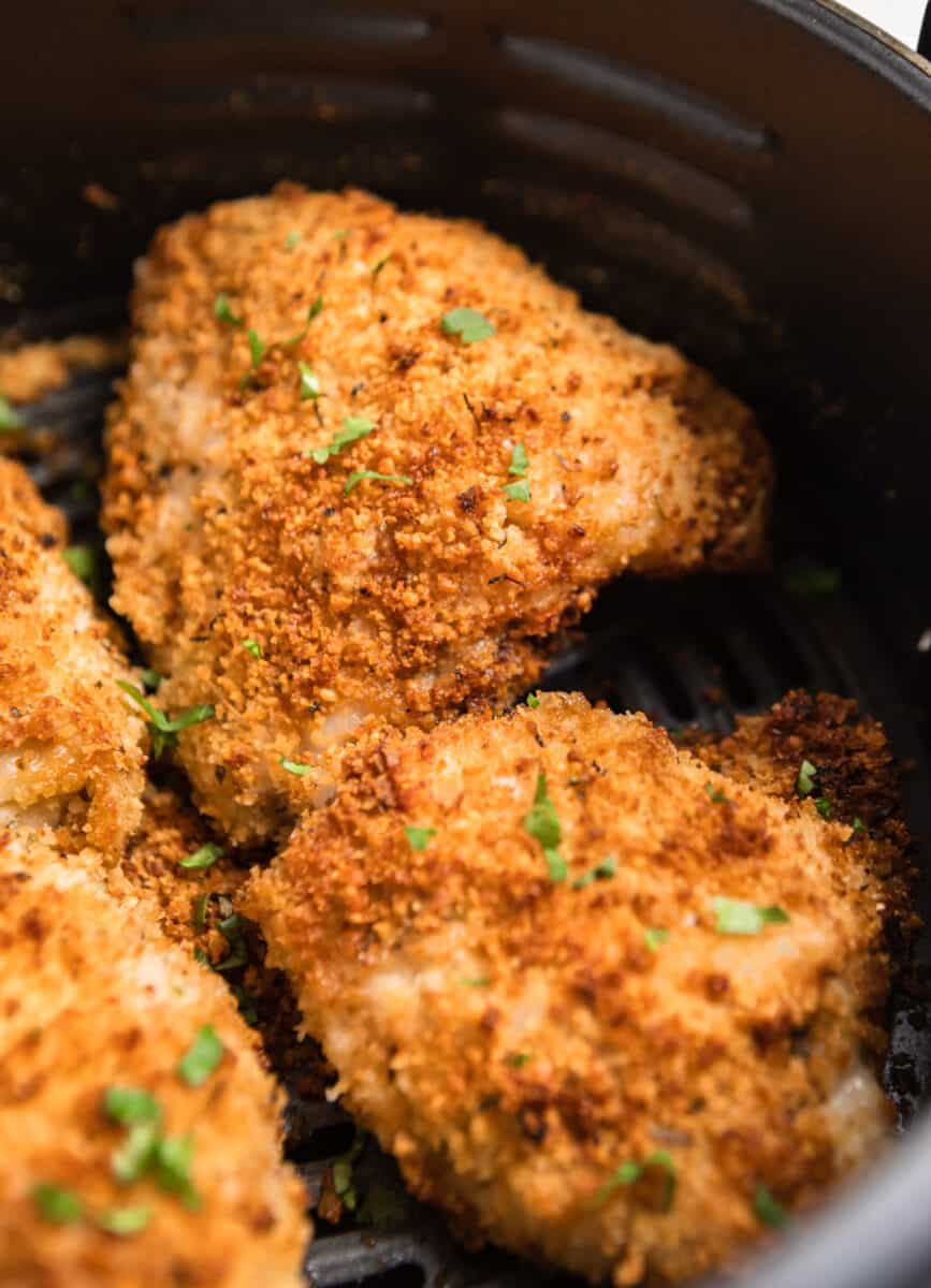 Parmesan Crusted Air Fryer Chicken Thighs Lemons + Zest