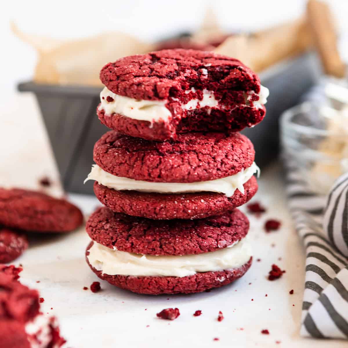 Red Velvet Cake Mix Cookies with Cream Cheese Icing