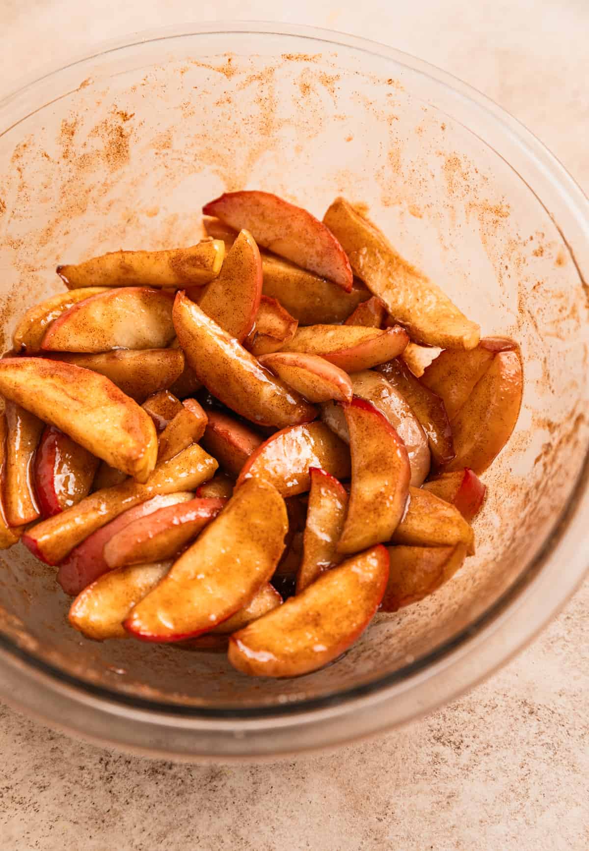 Sliced apples tossed in butter, cinnamon and sugar.