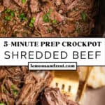 Shredded beef chuck in crockpot and then served over mashed potatoes.