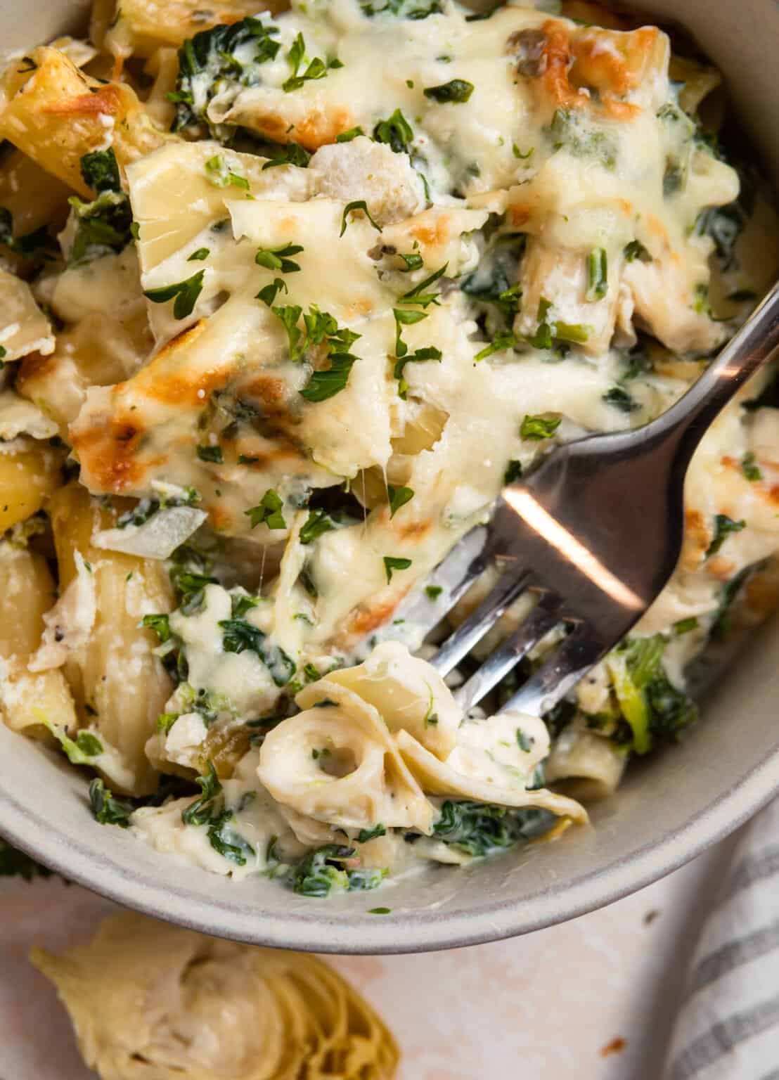 Spinach Artichoke Chicken Casserole Lemons + Zest