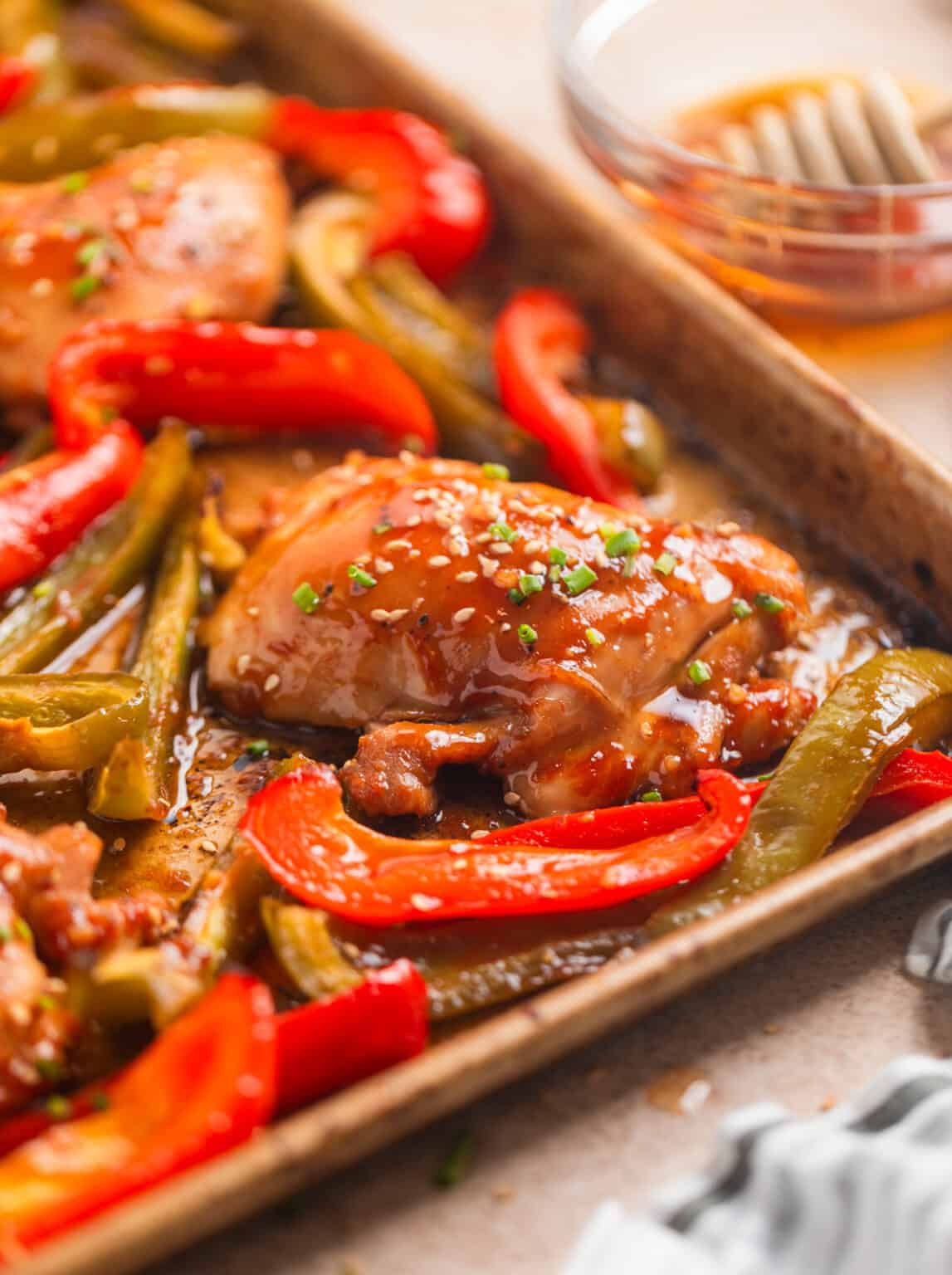 Honey Garlic Chicken Thigh Sheet Pan Recipe Lemons + Zest