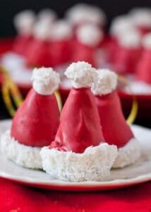 Santa hats made with Oreos and whipped cream.