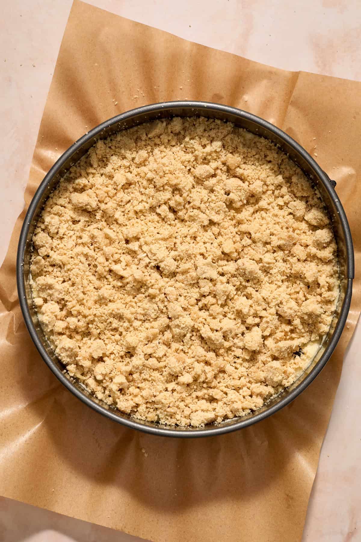 Streusel topped coffee cake before baking.