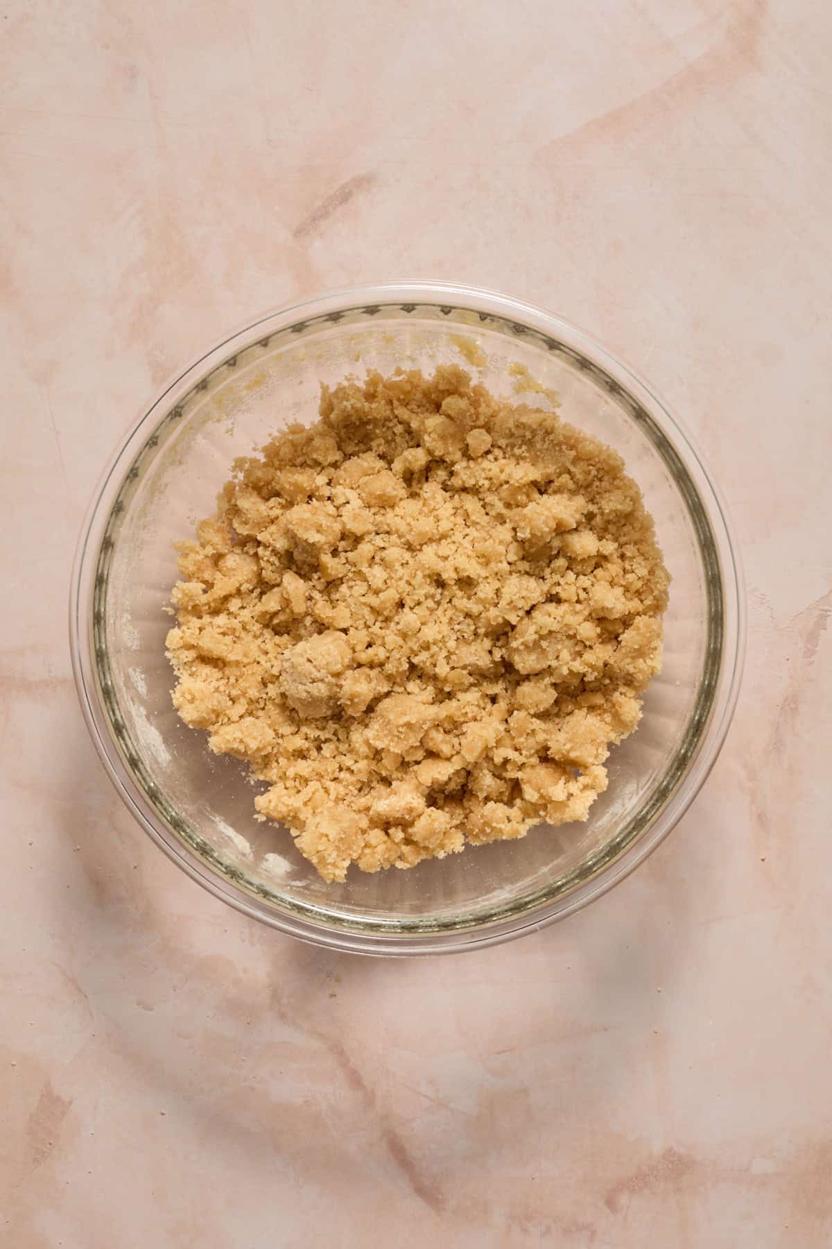 Streusel mixture in bowl.