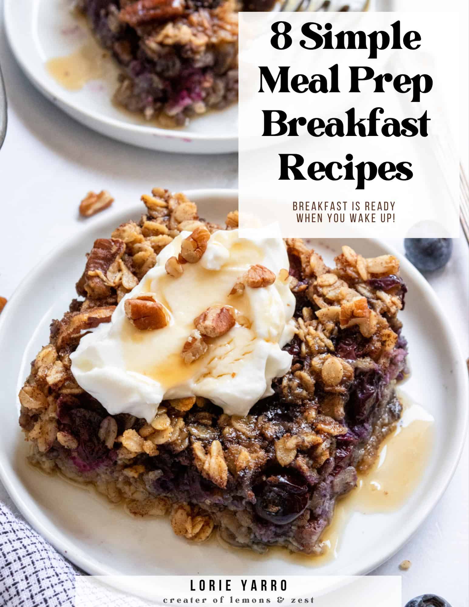 Cover image for ebook with title and blueberry baked oatmeal.