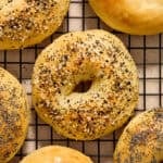Everything bagel on cooling rack.