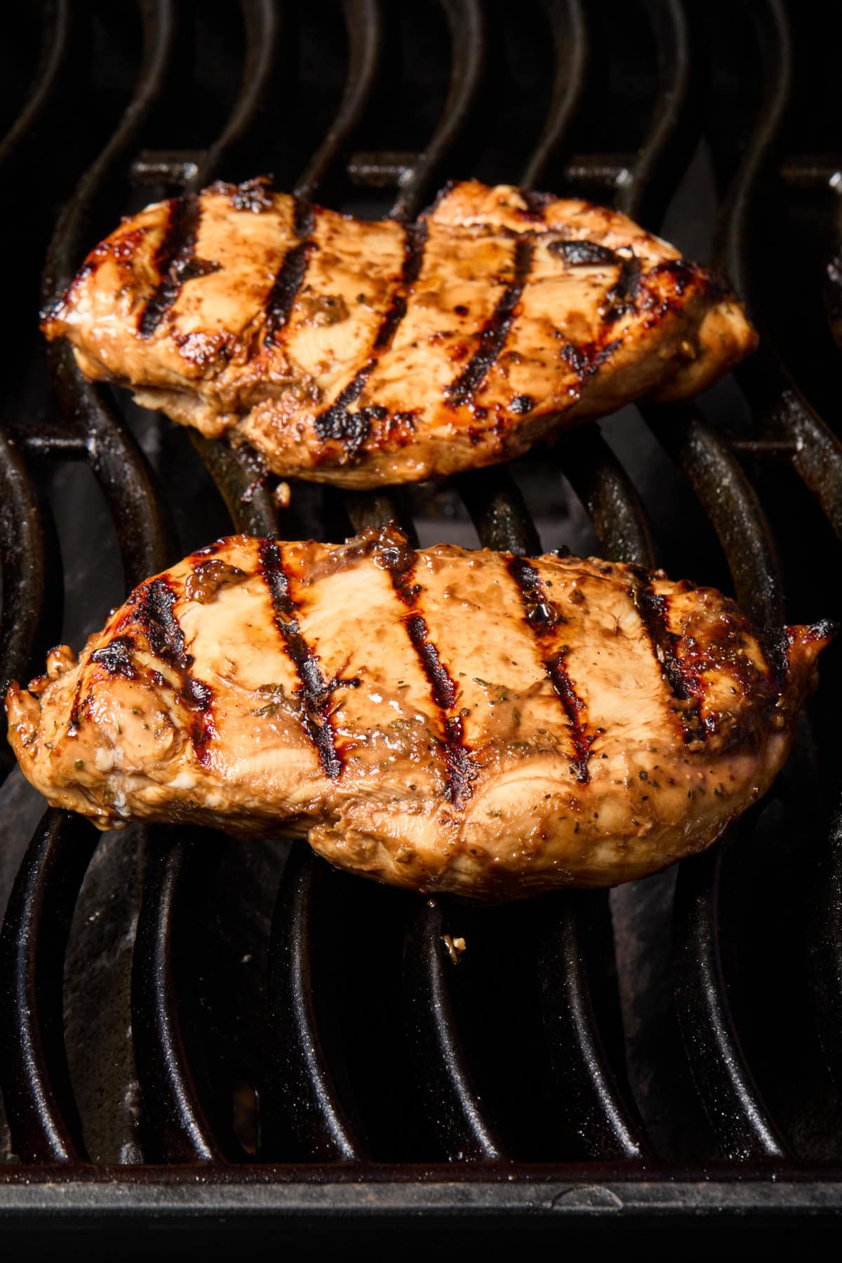 Chicken breast on grill.