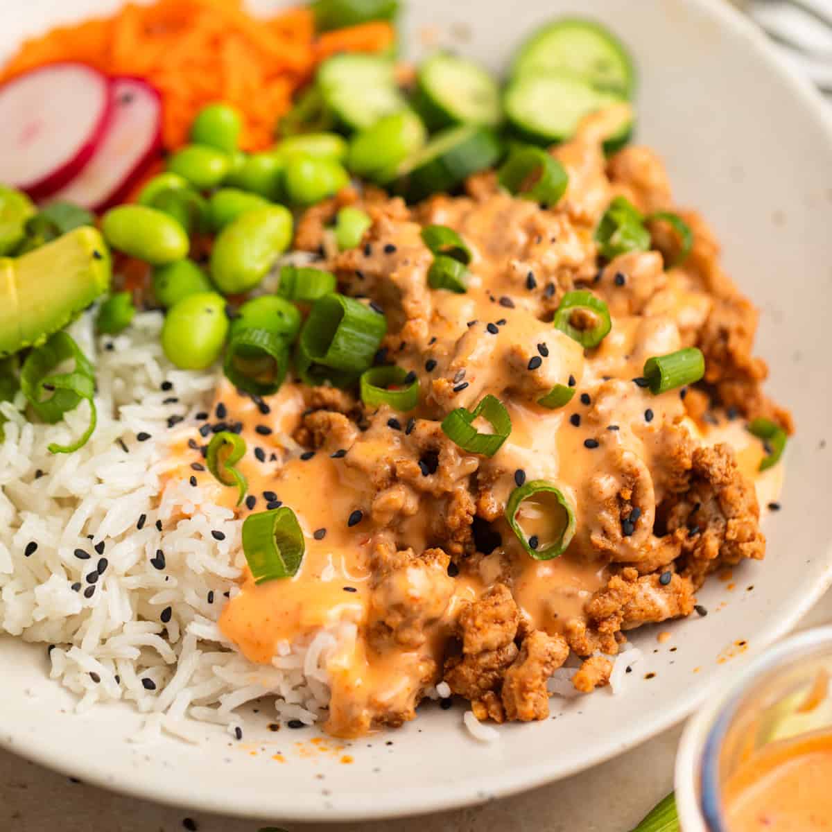 Ground Turkey Rice Bowls with Bang Bang Sauce-image