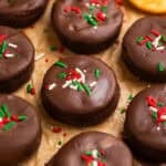 Chocolate dipped ritz crackers with reese cup centers.