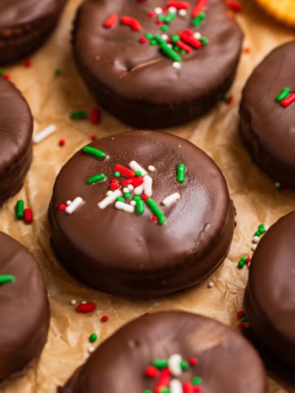 Chocolate dipped ritz crackers with reese cup centers.