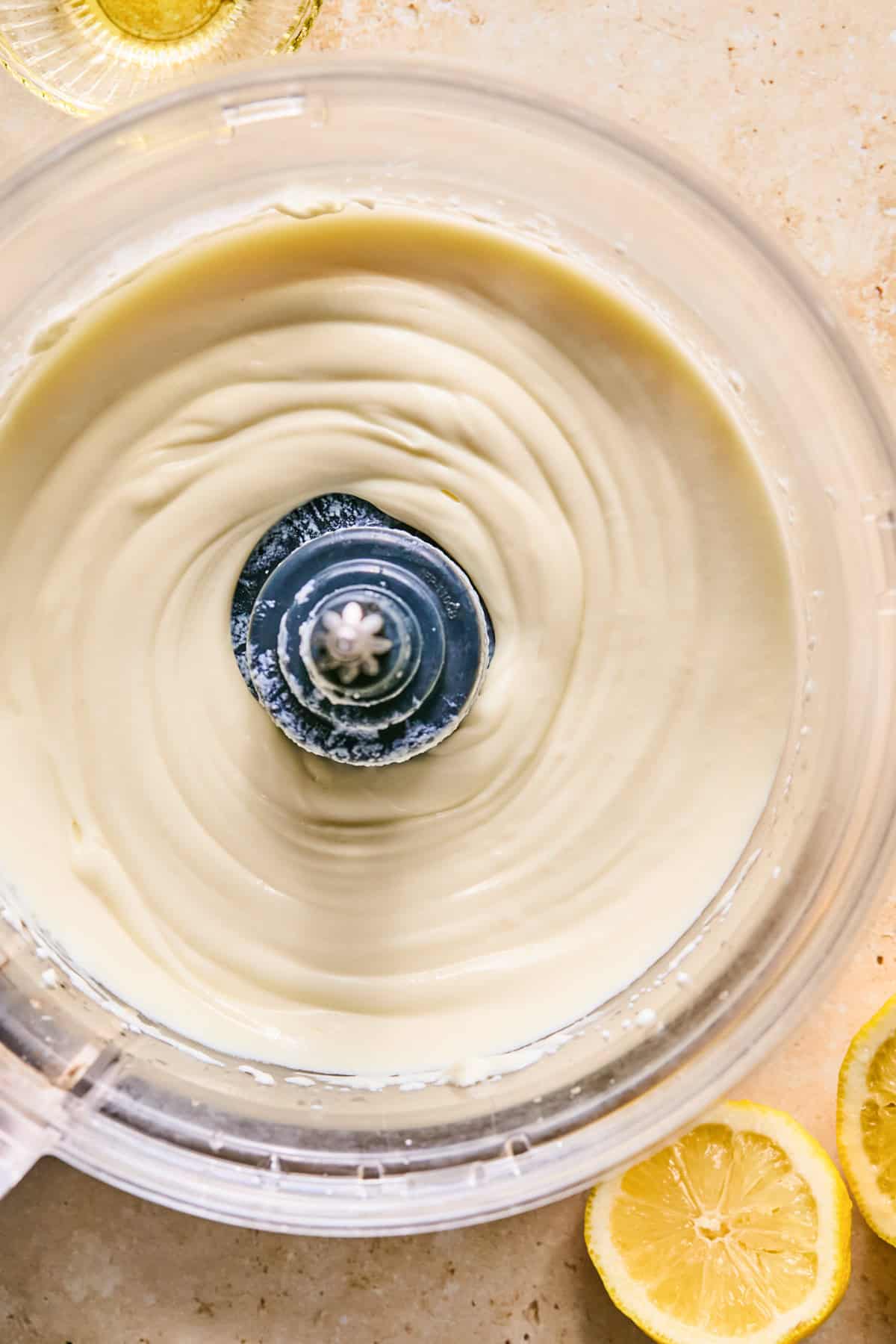 Whipped ricotta in food processor.