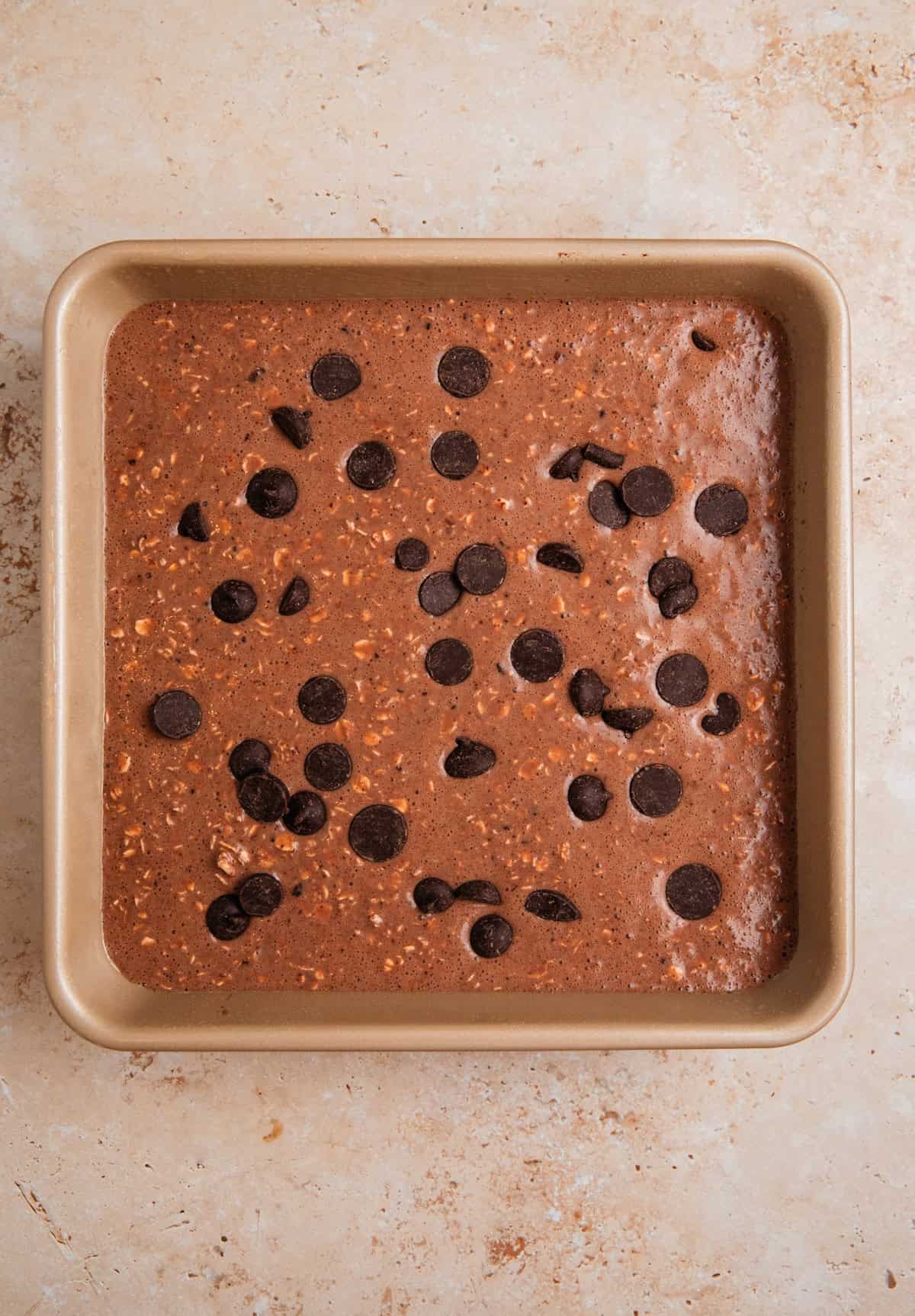 Chocolate oatmeal mixture before baking.