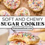 Iced sugar cookies on wire rack and then stacked with bite taken out.