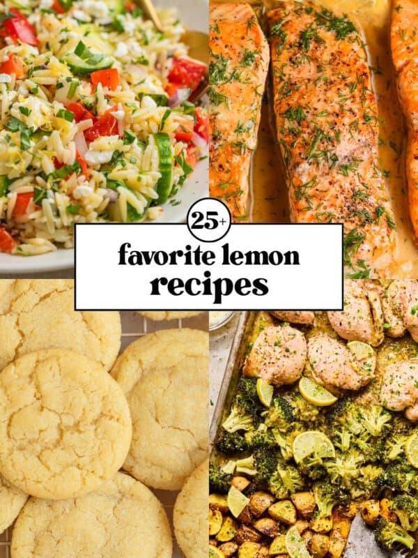 Collage with 4 lemon themed recipes.
