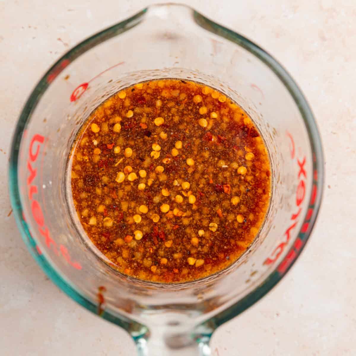 Stir fry sauce in measuring cup.