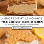 Graham cracker lemon ice cream sandwiches stacked on top of each other.