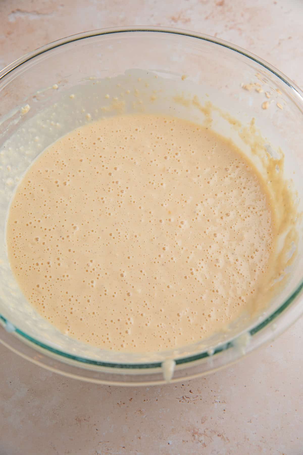 Pancake bite batter in bowl.