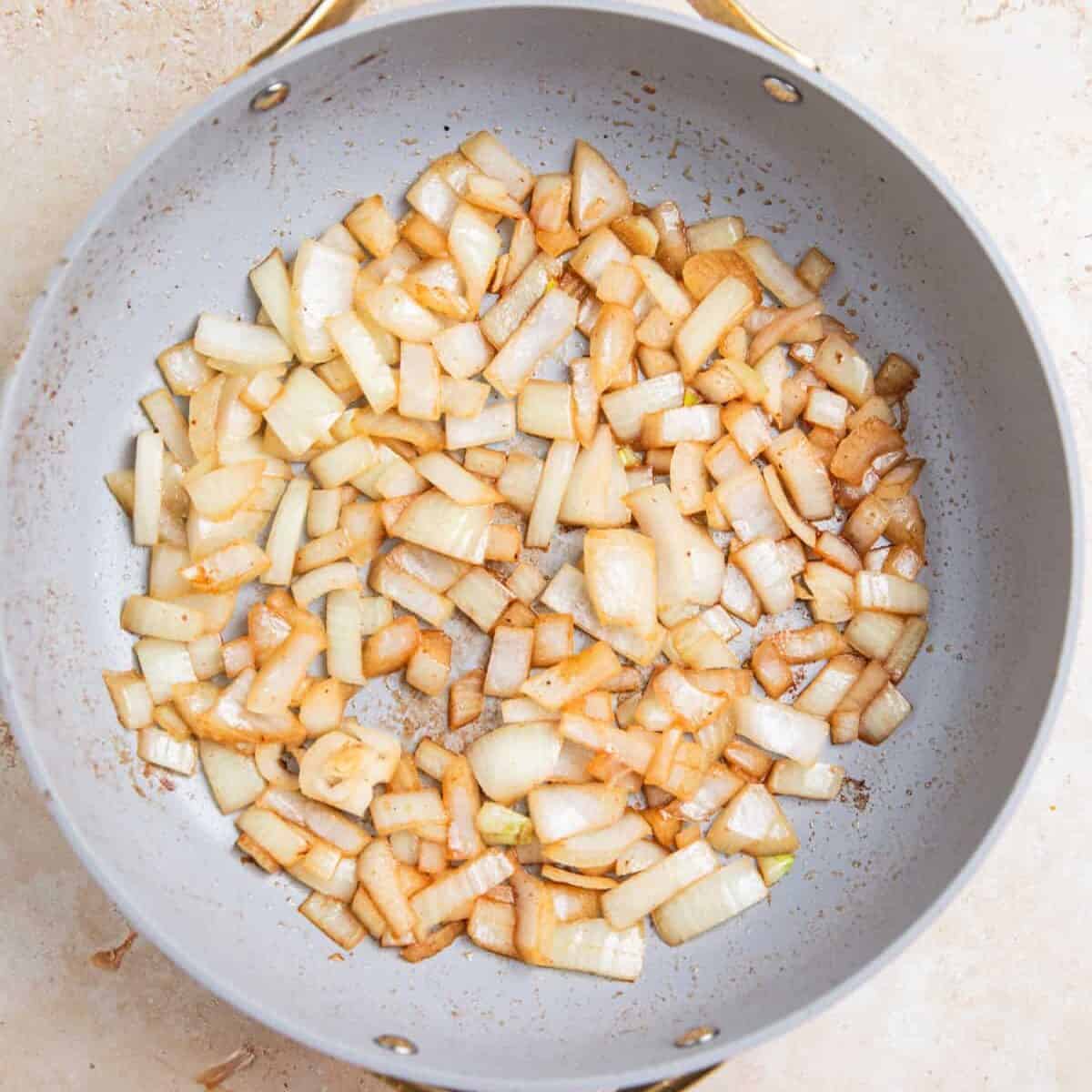 Sautéd onions in skillet.