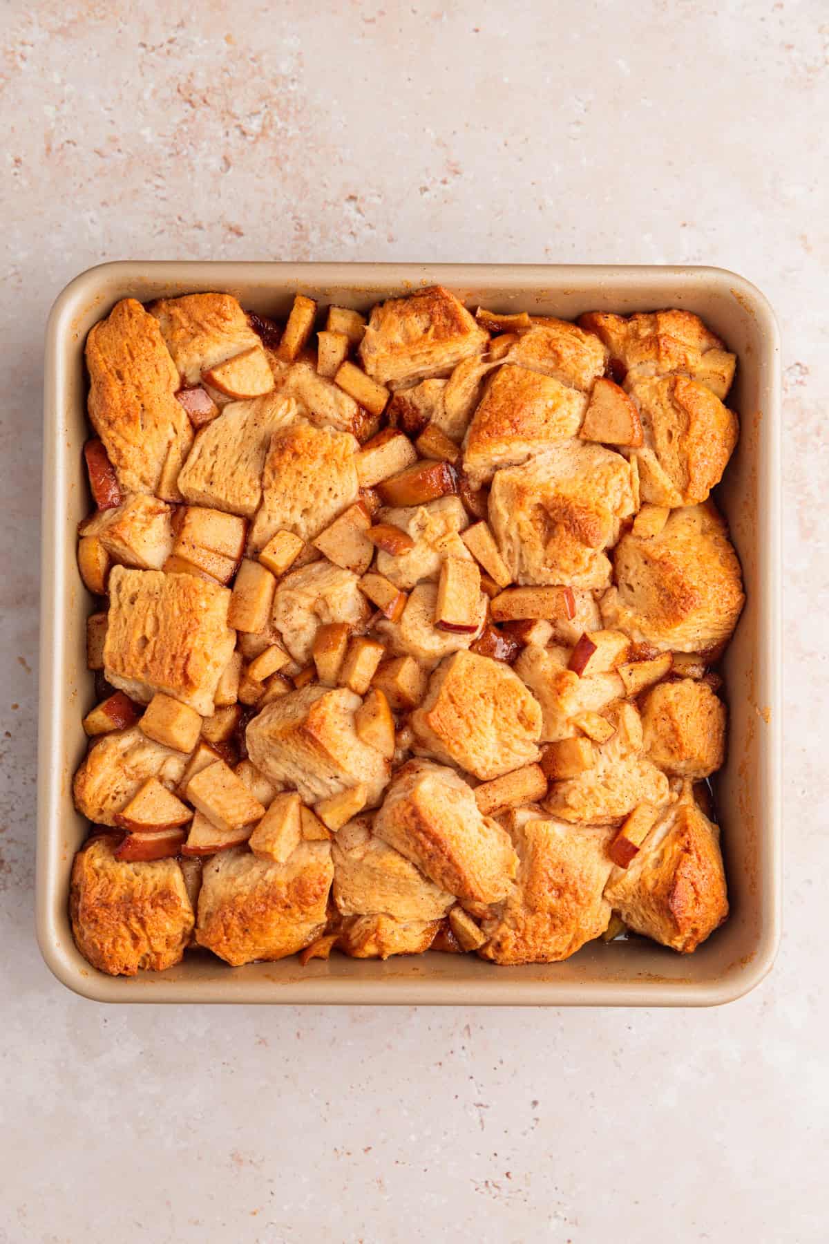 Baked apple cinnamon biscuit recipe in pan.