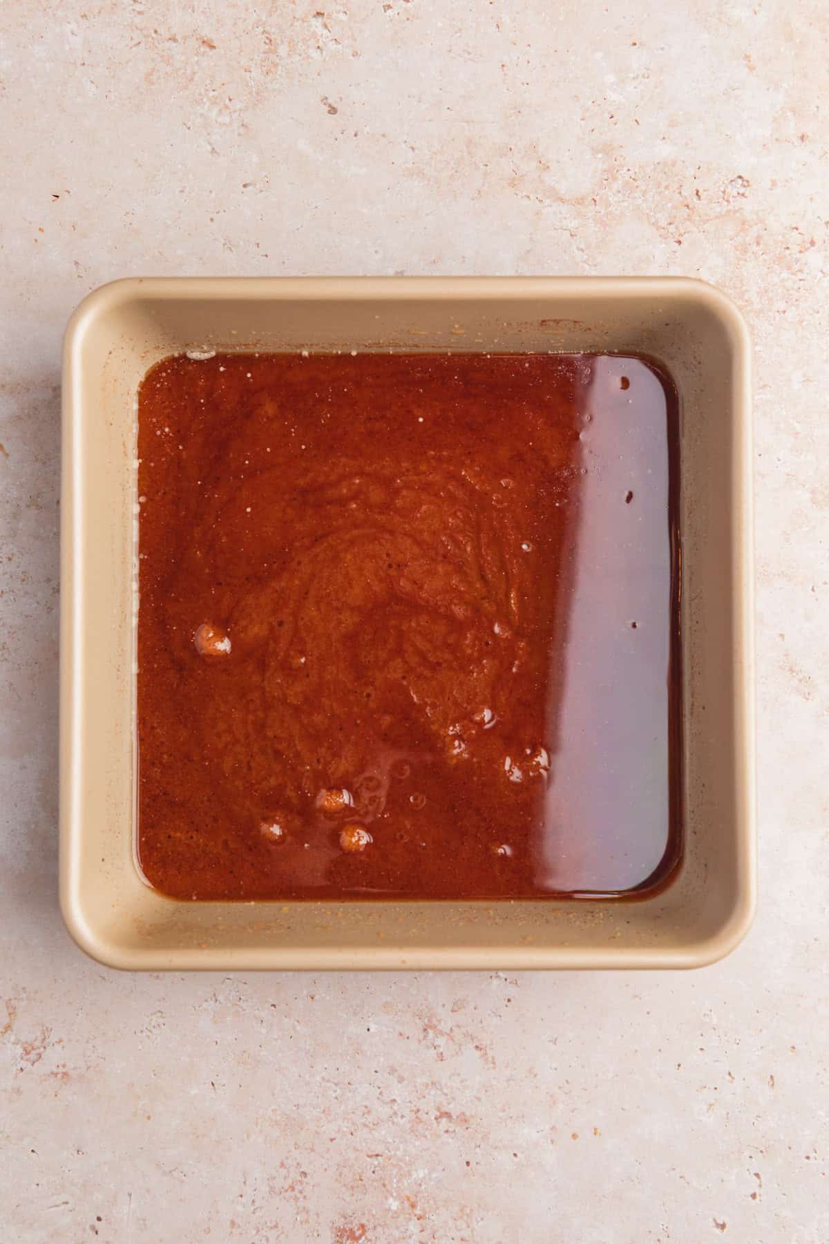 Brown sugar, butter and cinnamon in bottom of baking pan.