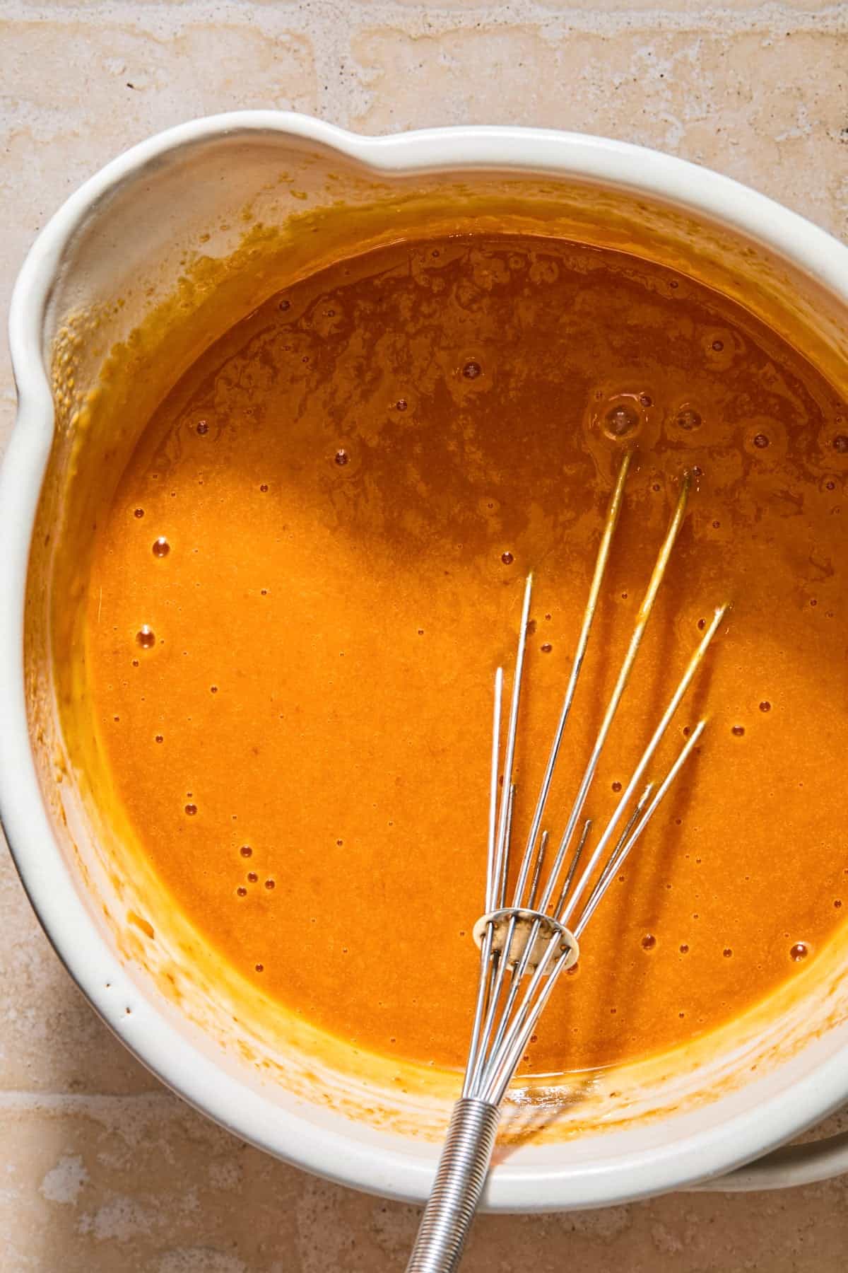Pumpkin and other ingredients added sugar and egg mixture.